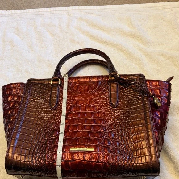 Brahmin Rich Burgundy Crocodile Satchel - Picture 1 of 9
